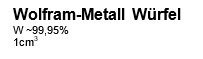 Wolfram Würfel 38x38x38mm, 1kg