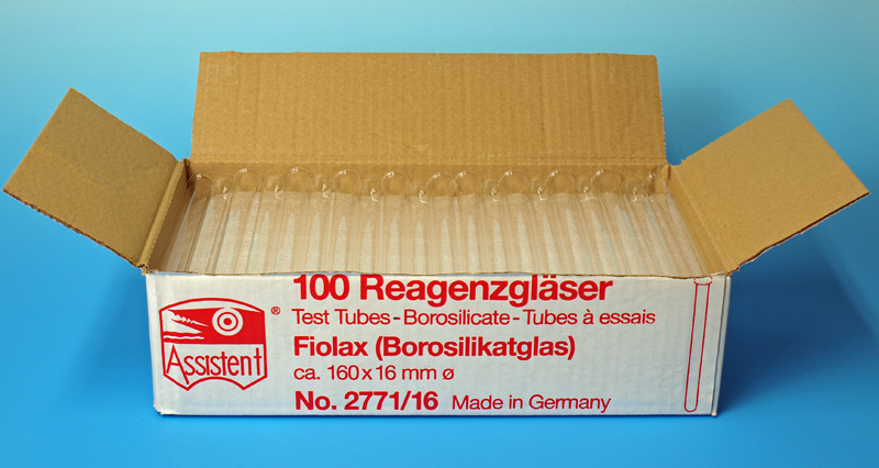 Reagenzglas BORO 4.9 mit Rand, 180x18mm, 100Stk.