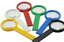 Stiellupe  3x, D=60mm, L=145mm, farbig assortiert