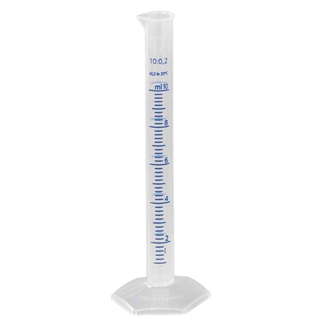 Messzylinder Sechskantfuss, Polypropylen, h.F., 10ml
