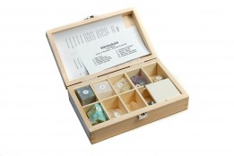 Härteskala klein, nach MOHS in Holzkasten