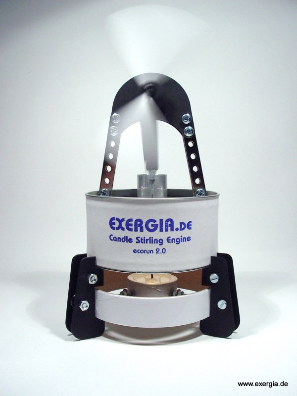 EXERGIA Stirling-Motor Ecorun2.0, Betrieb mit Kerze