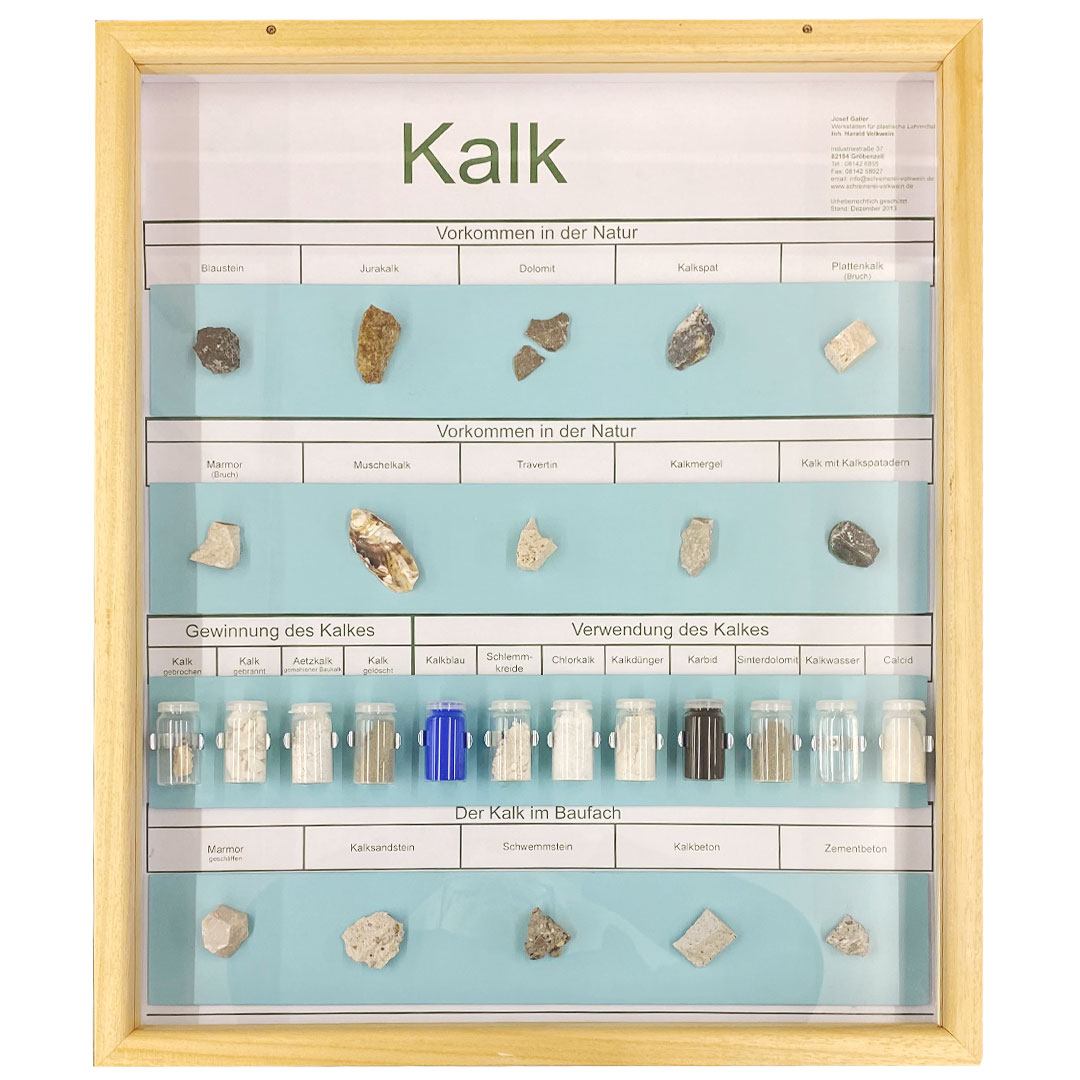 Schaukasten Kalk, im Holzrahmen 50x60 cm