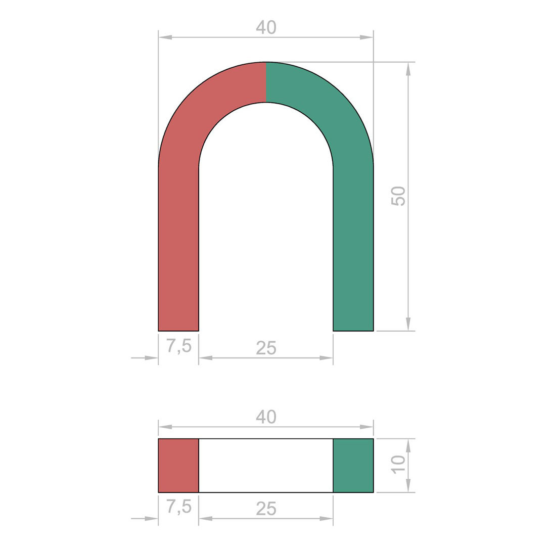 Hufeisenmagnet klein AlNiCo, H=50mm, B=40mm