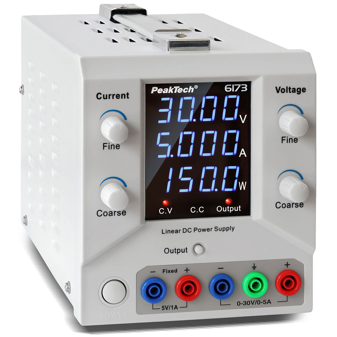 PeakTech® P 6173, Digital Labornetzgerät 0-30 V / 0-5 A DC & USB