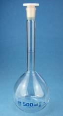 Messkolben BORO 3.3, NS12/21 mit Poly-Stopfen, 100ml