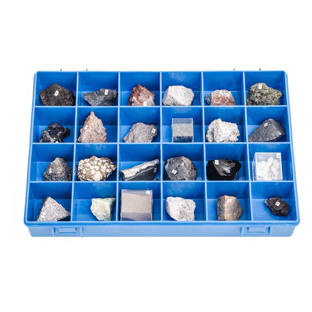 3B SCIENTIFIC Vulkanische Gesteins-/Mineraliensammlung 24 Teile, (U72010), Grösse:33,5x23x6cm