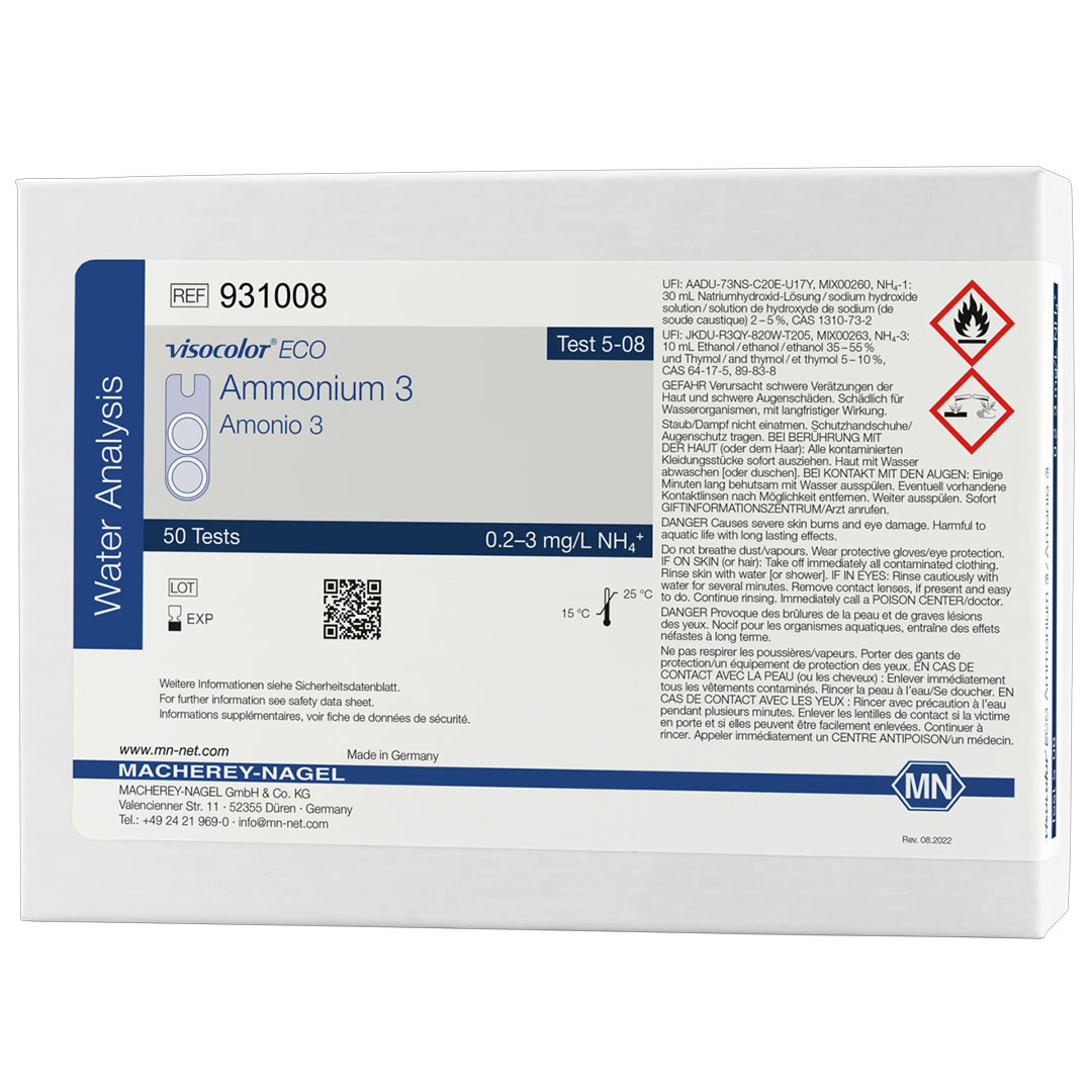 MACHEREY-NAGEL Ammonium 3, 0,2-3,0 mg/l, NH4+,Visocolor ECO, 50 Test