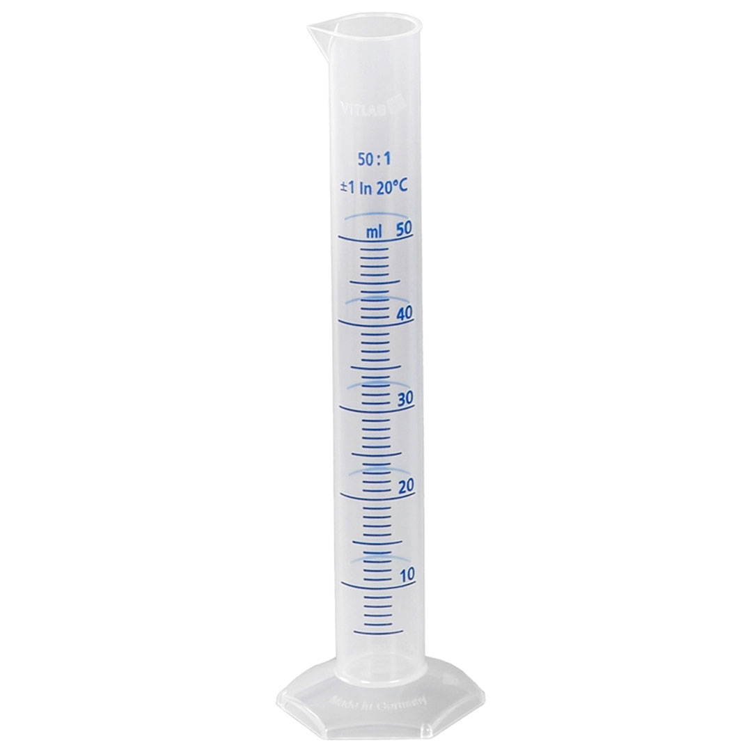 Messzylinder Sechskantfuss, Polypropylen, h.F., 50ml