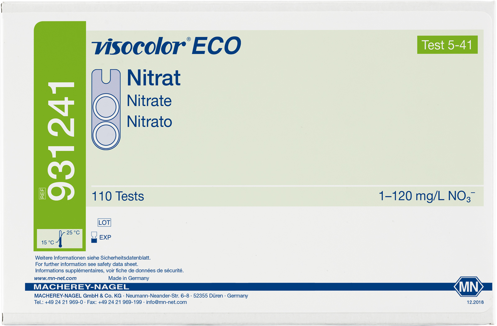 Nitrat,1-120mg/l NO3, Viscolor ECO, 110 Tests, Nachfüllung