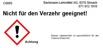 CH-Etiketten für Lebensmittel; nicht für den Verzehr geeignet!, Bogen mit 12 Etiketten