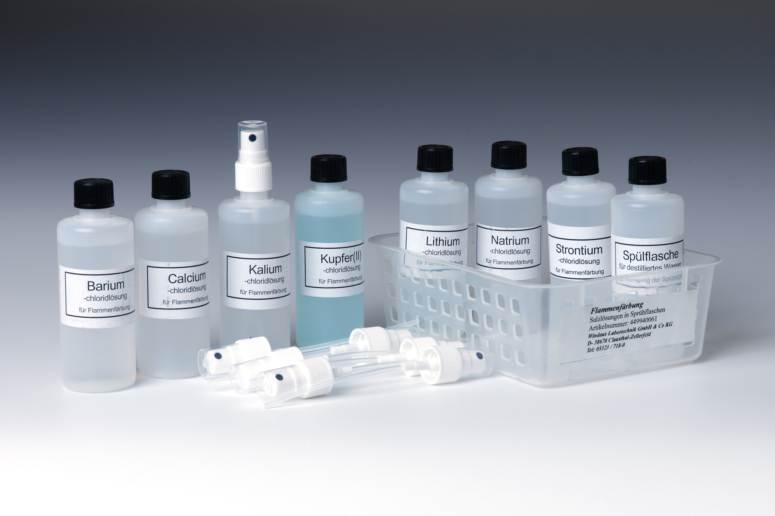 Flammenfärbeset, flüssig in Zerstäuber