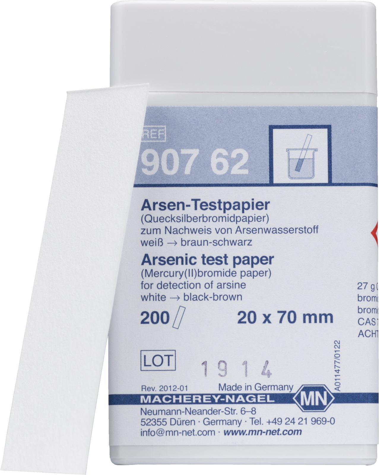 Arsen Testpapier 20x70mm, 200 Streifen