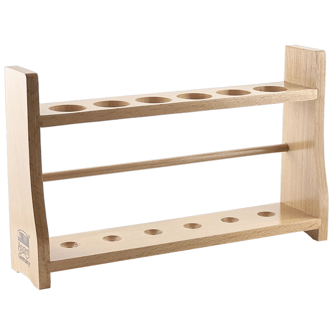 Reagenzglasgestell Holz für 6 Reagenzgläser bis D=18 mm