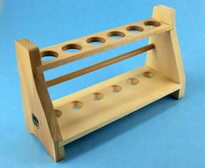 Reagenzglasgestell Holz für 6 Reagenzgläser bis D=30 mm