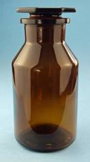 Weithalsflasche mit Glasstopfen, NS29/22, Braunglas, 100ml