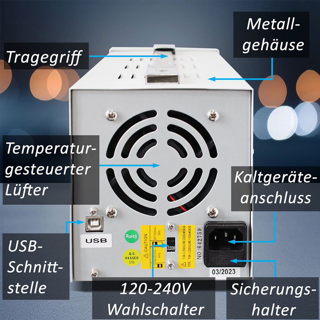 PeakTech® P 6173, Digital Labornetzgerät 0-30 V / 0-5 A DC & USB