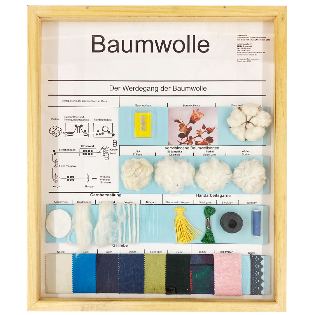 Schaukasten Baumwolle, im Holzrahmen 50x60 cm