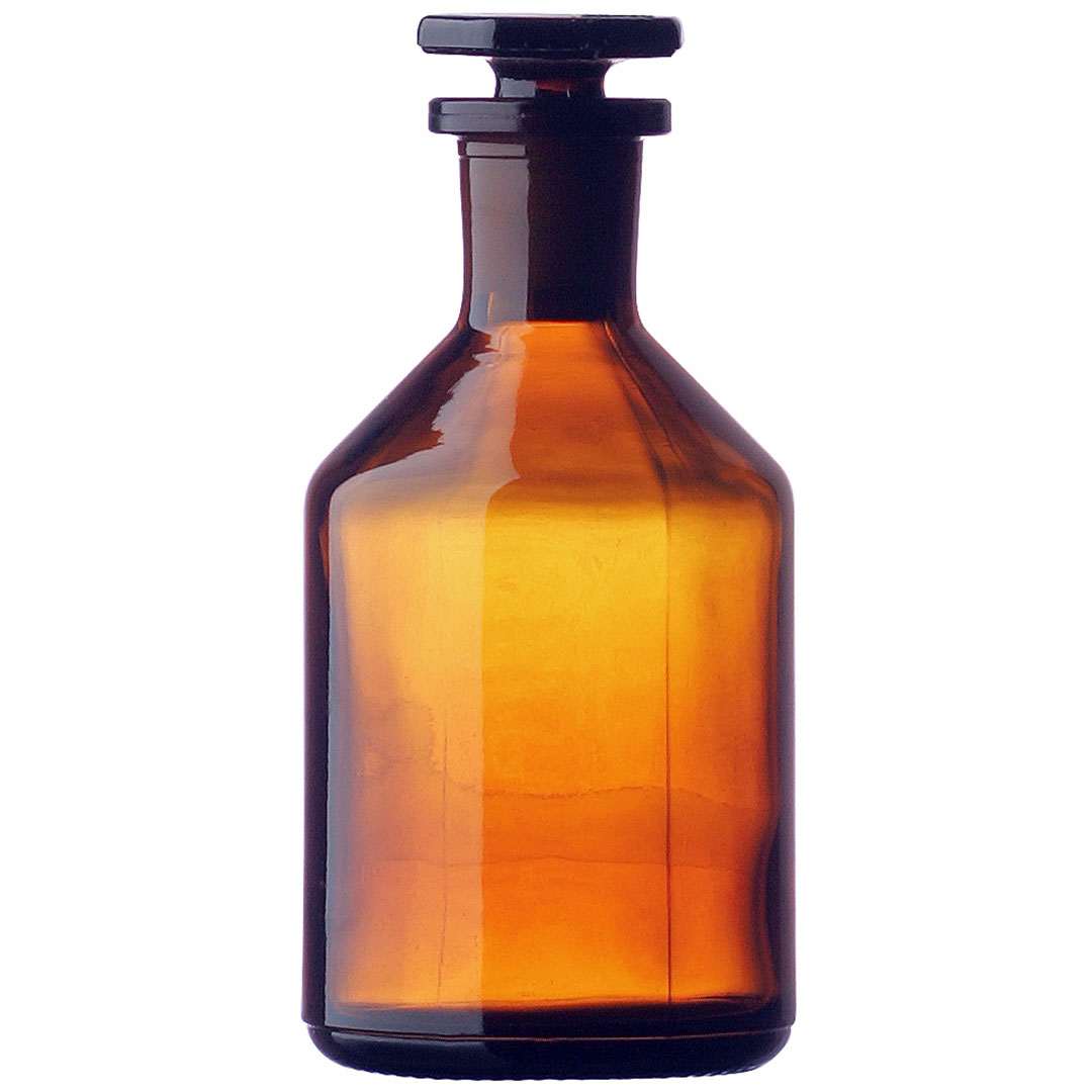 Enghals, Steilbrust, 500ml, braun, NS24/29, Glasstopfen