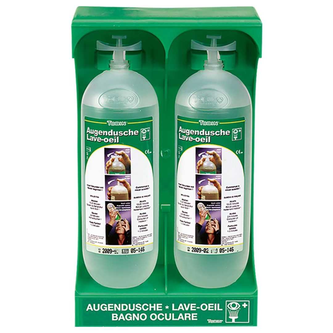 Augenwaschstation, 2x 1 Literflaschen, inkl. Wandhalterung