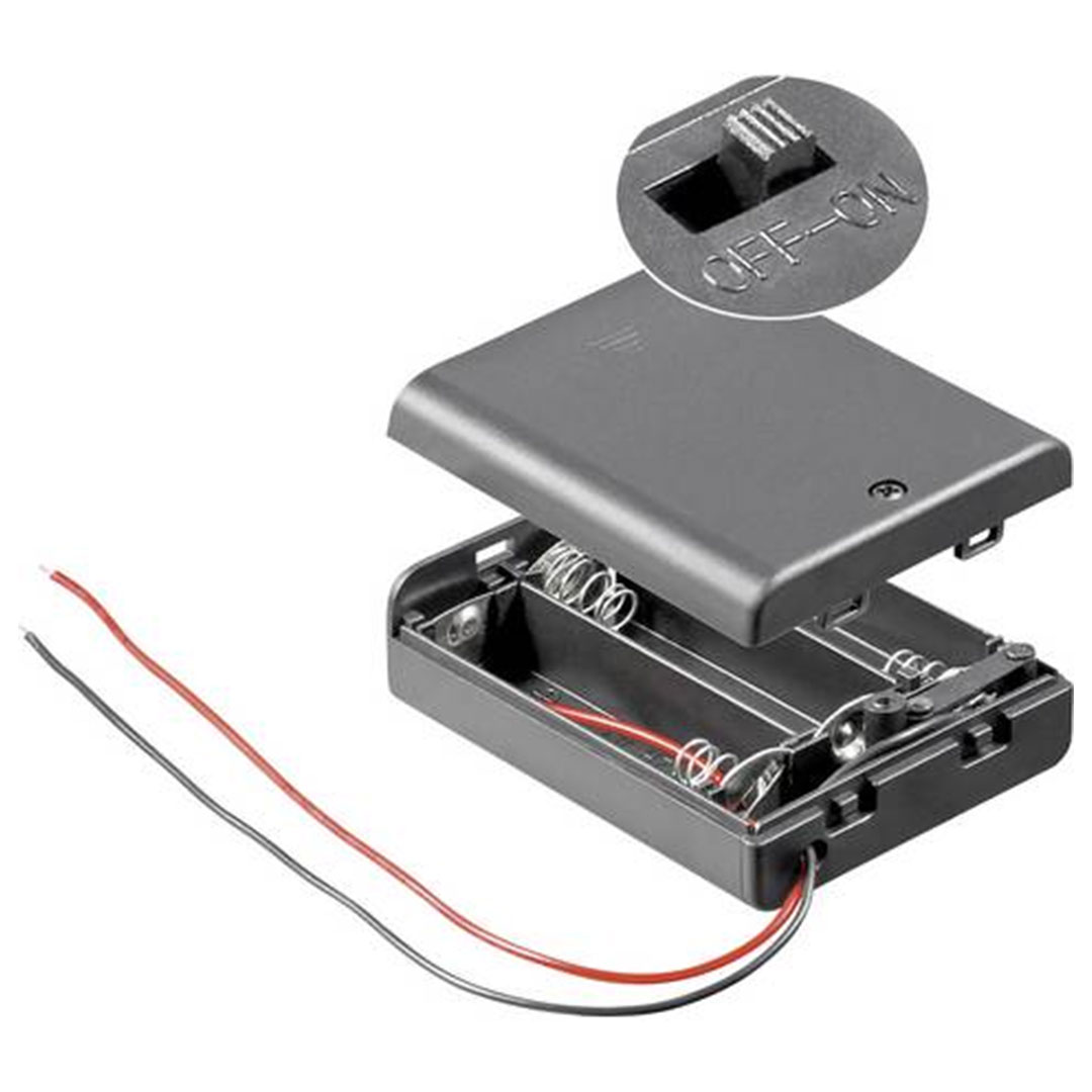 Batterie-Halter, 3-fach, mit Schalter und Kabel Batterie-Halter, 3-fach, mit Schalter und Kabel