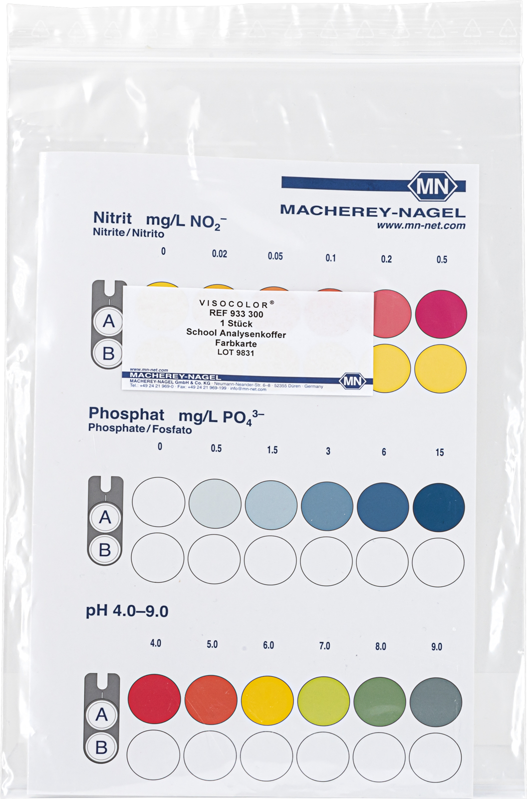Wasseranalysen Farbkarte zu C3972