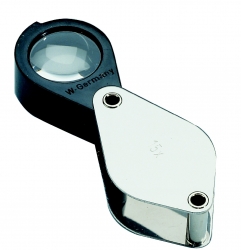 Klapp-Lupe, Metall,  8x, Aplanat-Linse D=22,3mm
