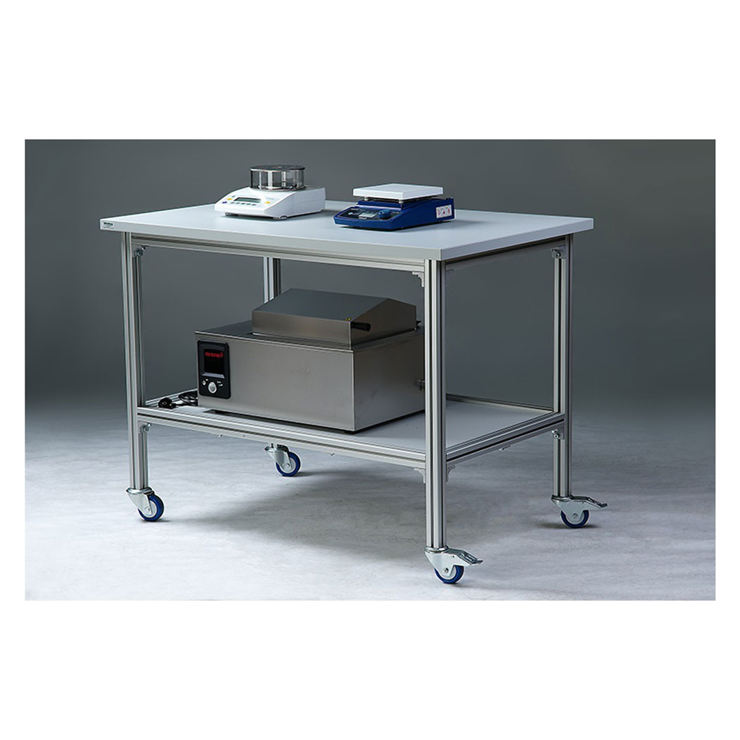 Rollwagen Geräte- und Labortransportwagen mit Melamintischplatte, 90x75x75cm
