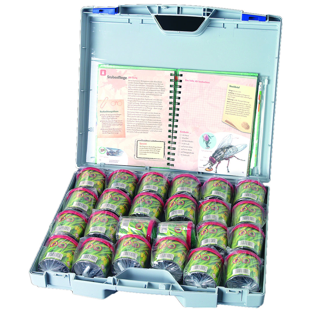 24 Becherlupe im Koffer 2x und Buch / Schülersatz