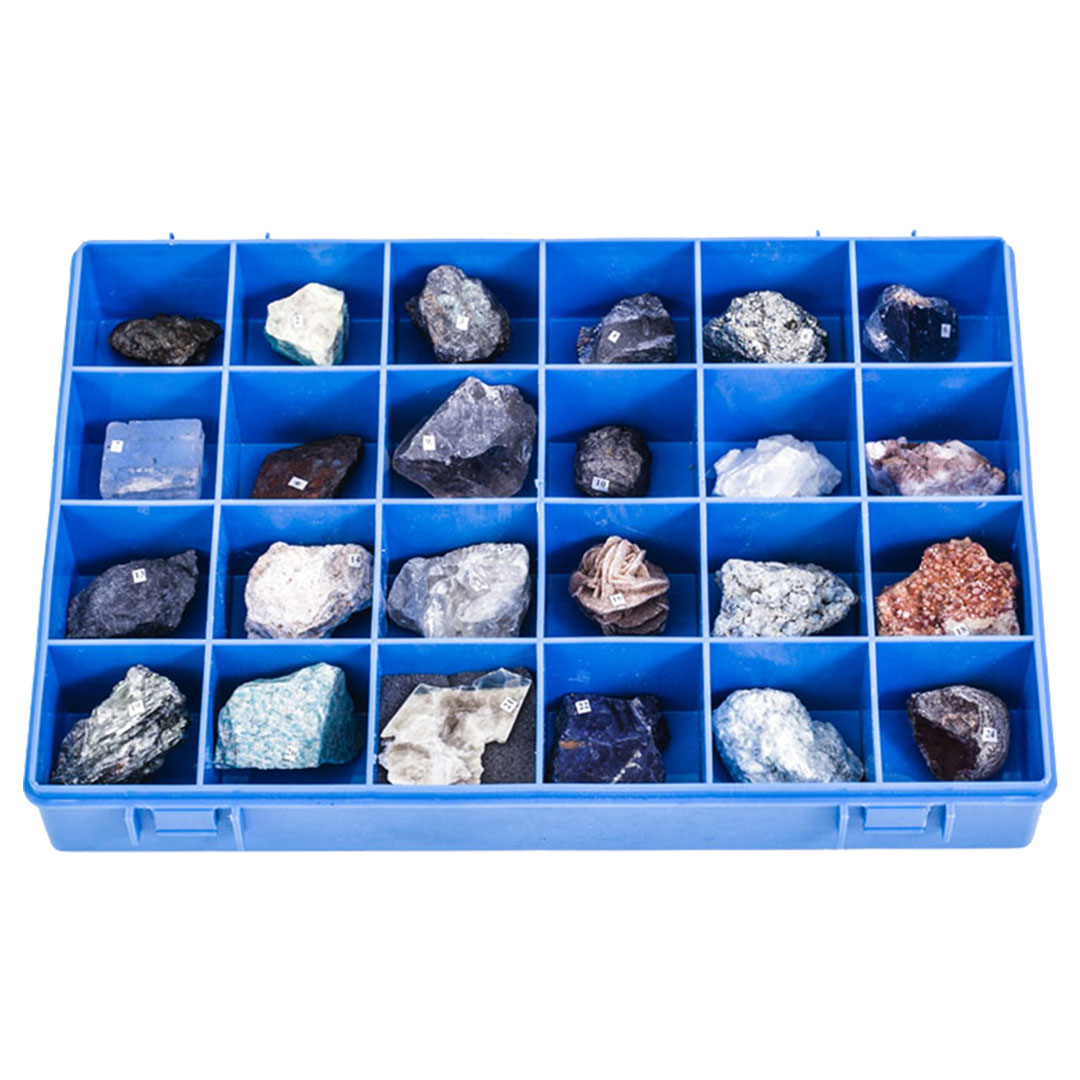 3B SCIENTIFIC Mineraliensammlung 24 Minerale,  (U72020) Grösse:33,5x23x6cm