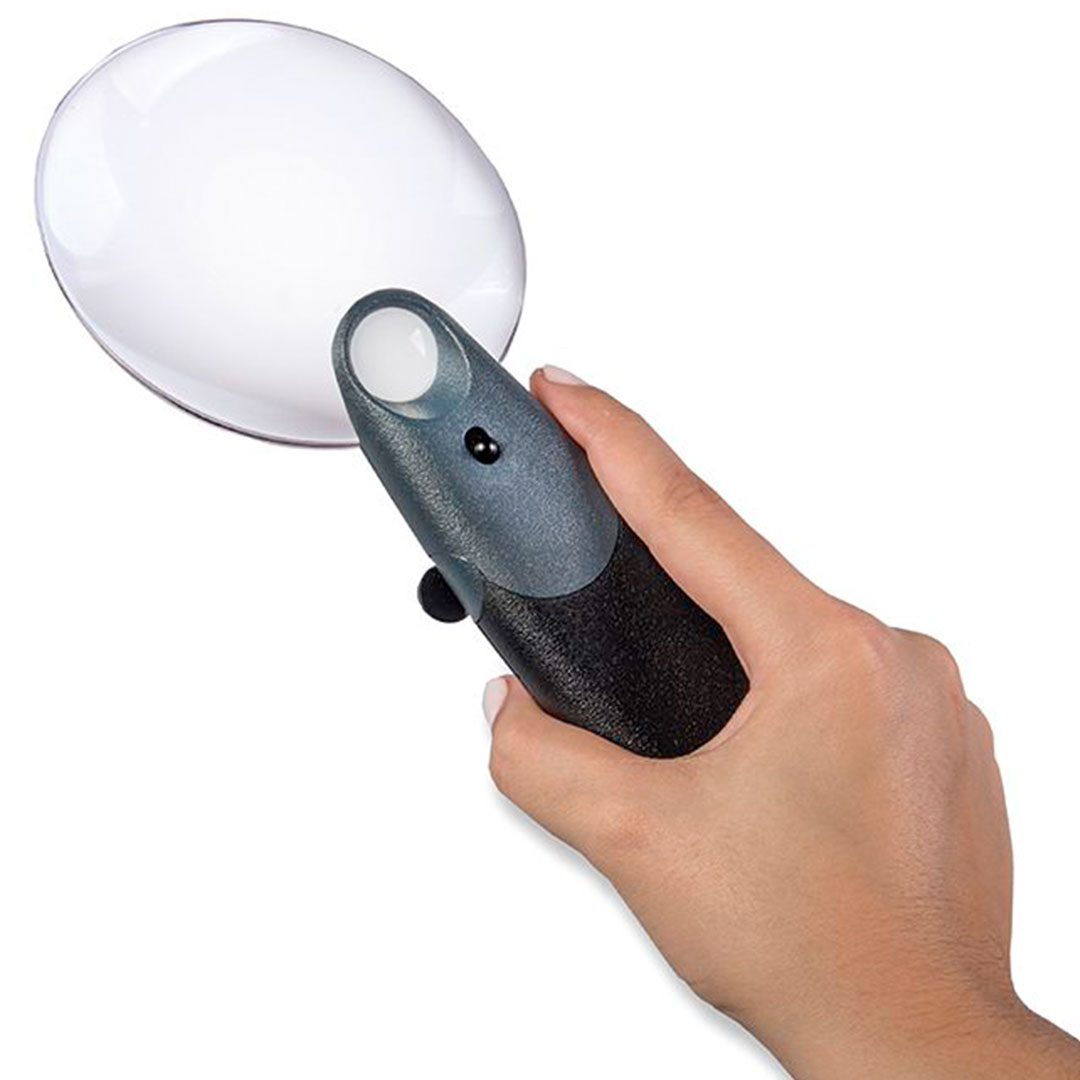 Handlupe mit LED-Beleuchtung und Standfunktion 2,5x / 5x