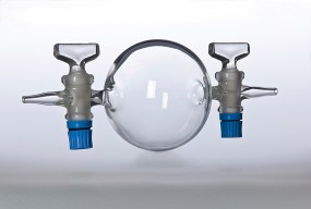 Gasmaus rund, Gaswägekugel mit 2 Hahnen 250ml