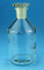 Enghals, Steilbrust, 100ml, weiss, NS14/23, Glasstopfen