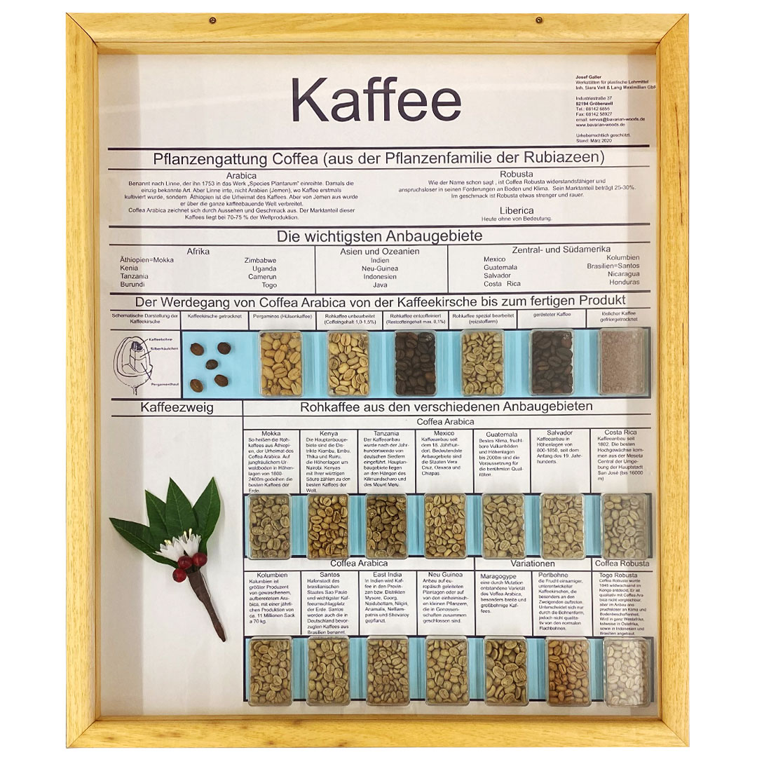 Schaukasten Kaffee, im Holzrahmen 50x60 cm