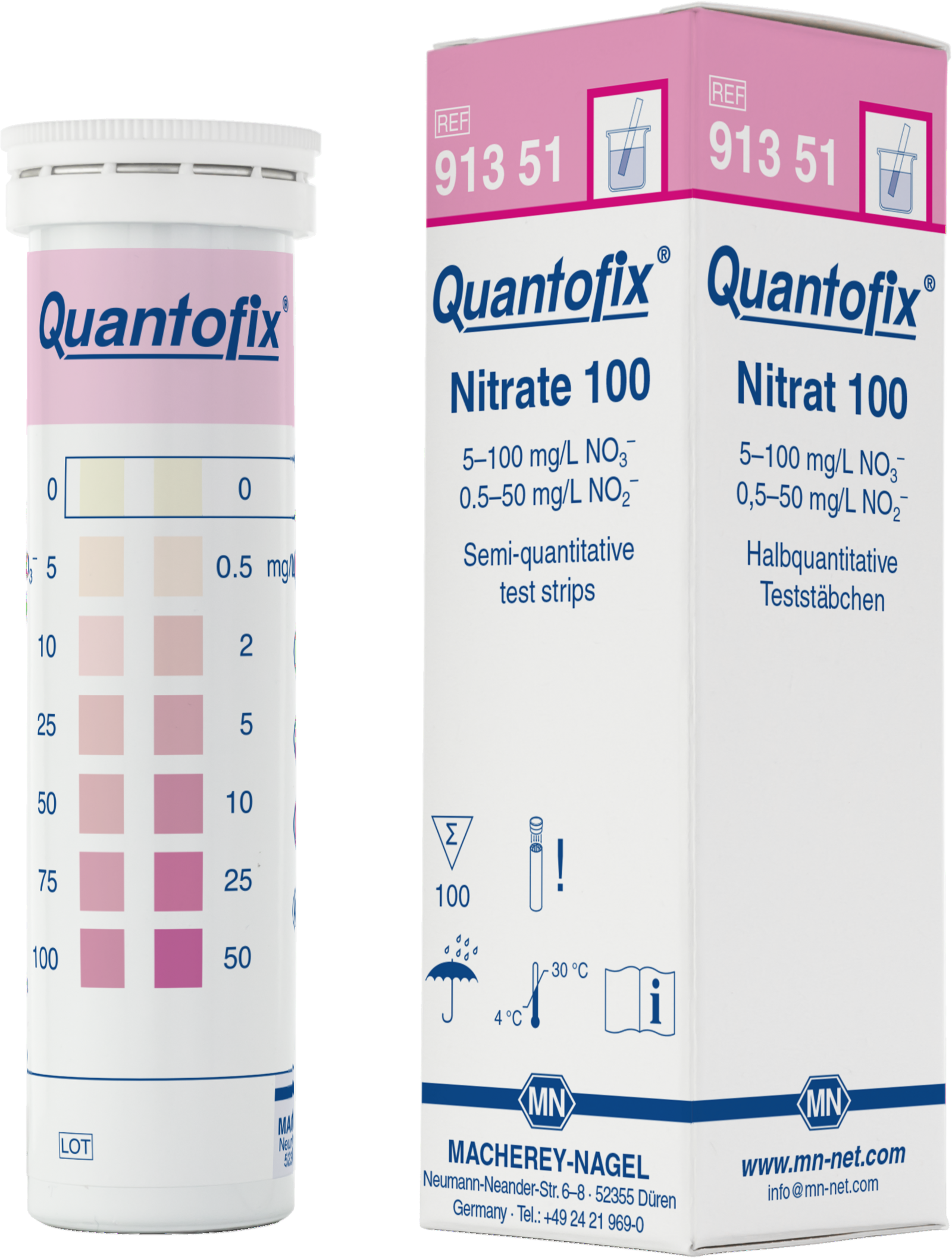 Nitrat Quantofix 0-100mg/l, 100Stäbchen