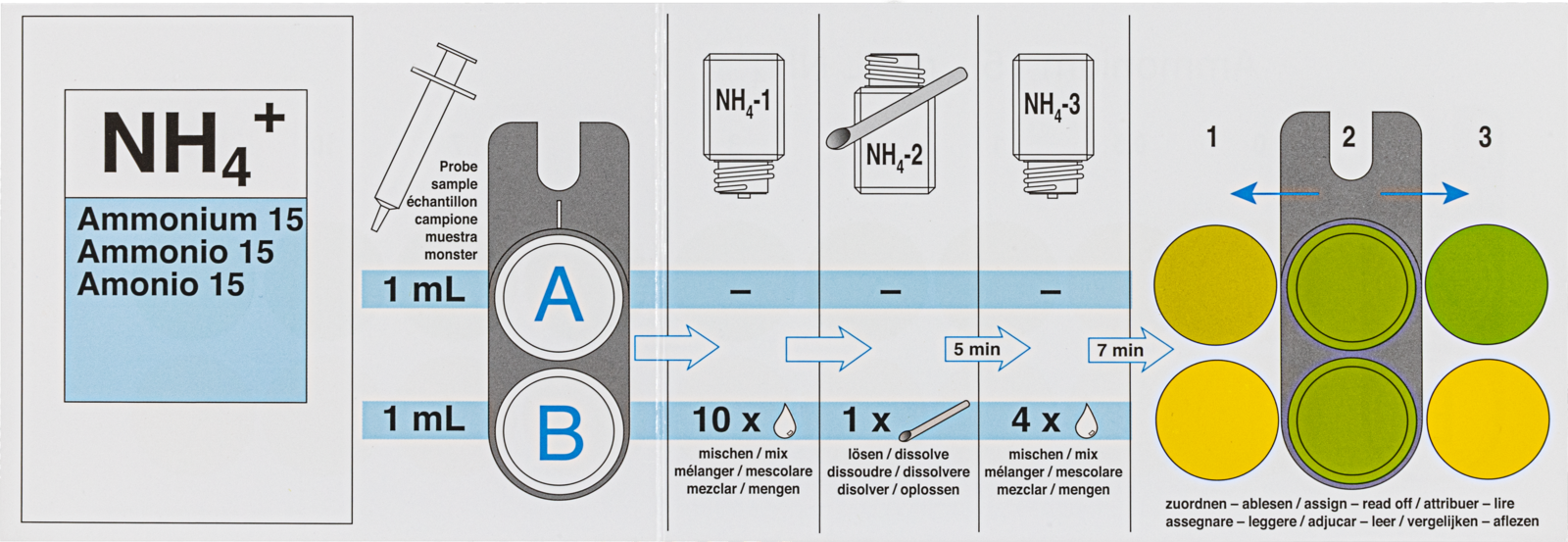 Ammonium 15, 0,5-8,0 mg/l, Visocolor ECO, 50B.