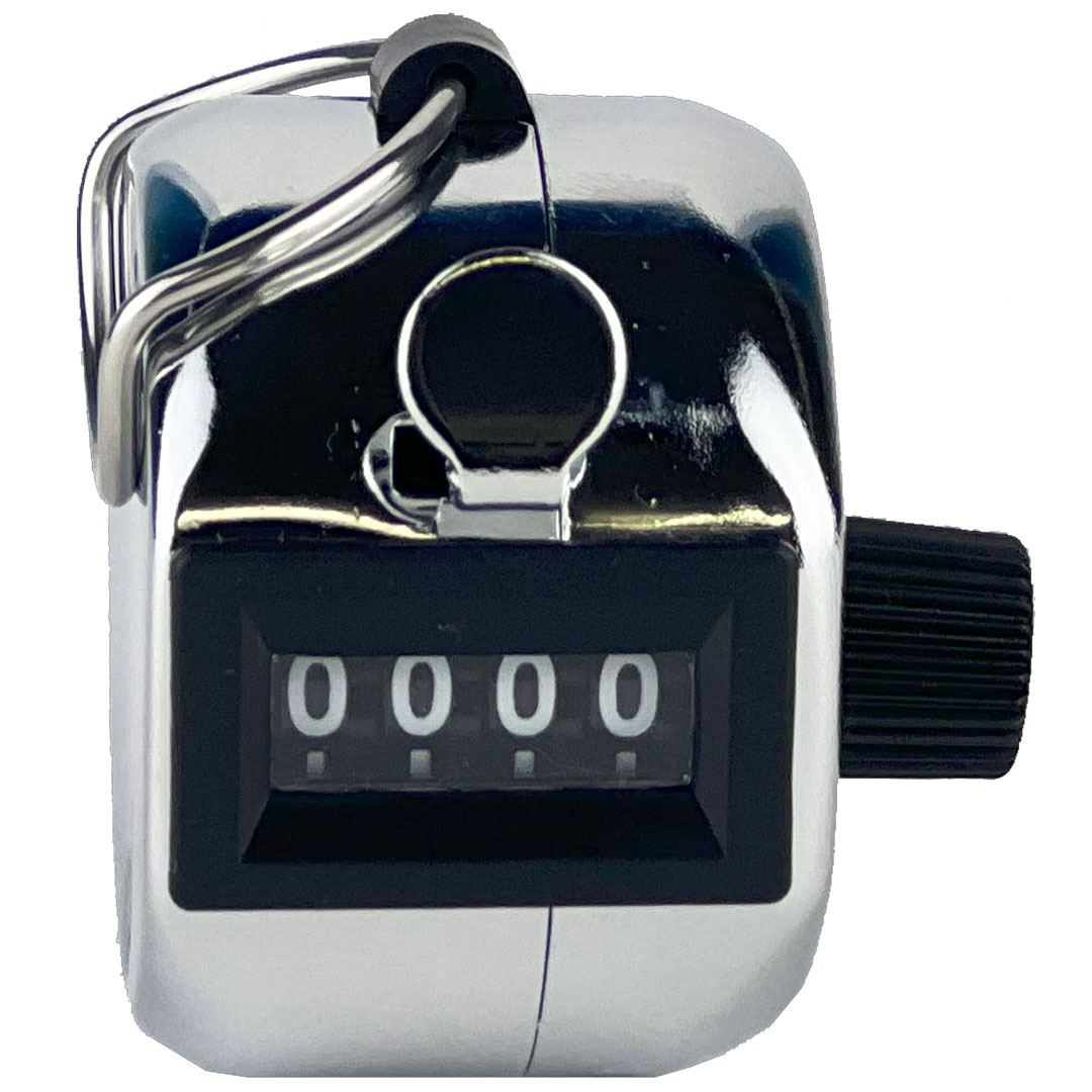 Handzähler 4stellig, mit Taster, Zählbereich 0-9999