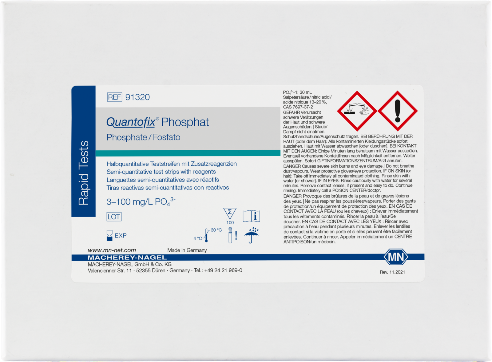 MACHEREY-NAGEL Phosphat Quantofix 0-1000mg/l, 100 Stäbchen