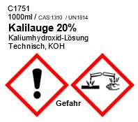 Kalilauge 20% rein, 1000ml