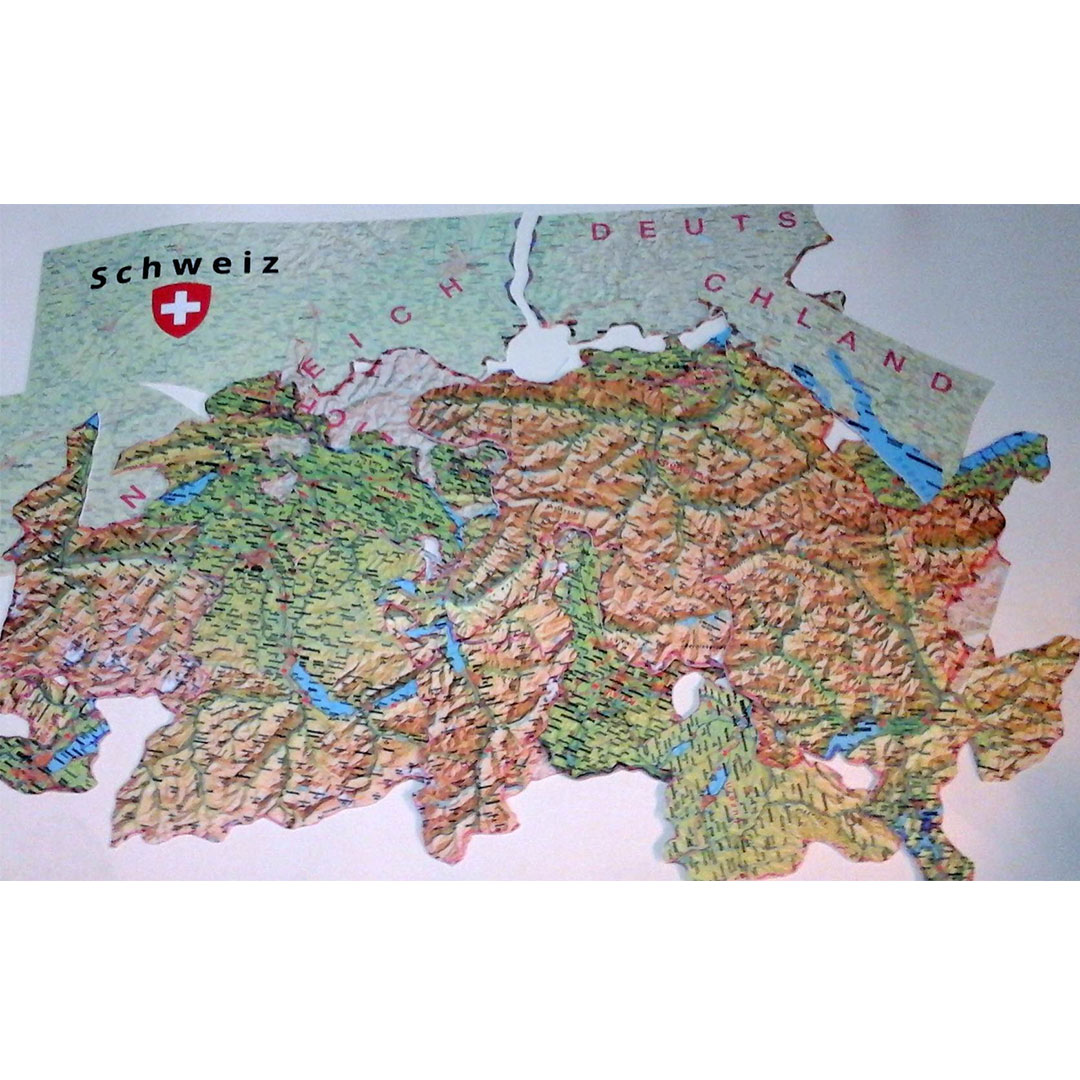 Bodenpuzzle Schweiz, nach Kanton ausgeschnitten