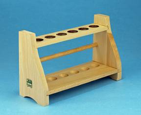 Reagenzglasgestell Holz für 6 Reagenzgläser bis D=18 mm