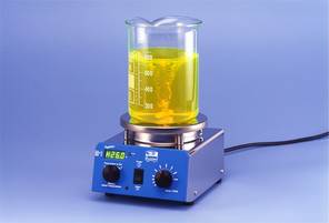 Magnetrührer mit Heizplatte aus Edelstahl, rund, vollelektronische Drehzahl- und Temperaturregelung,