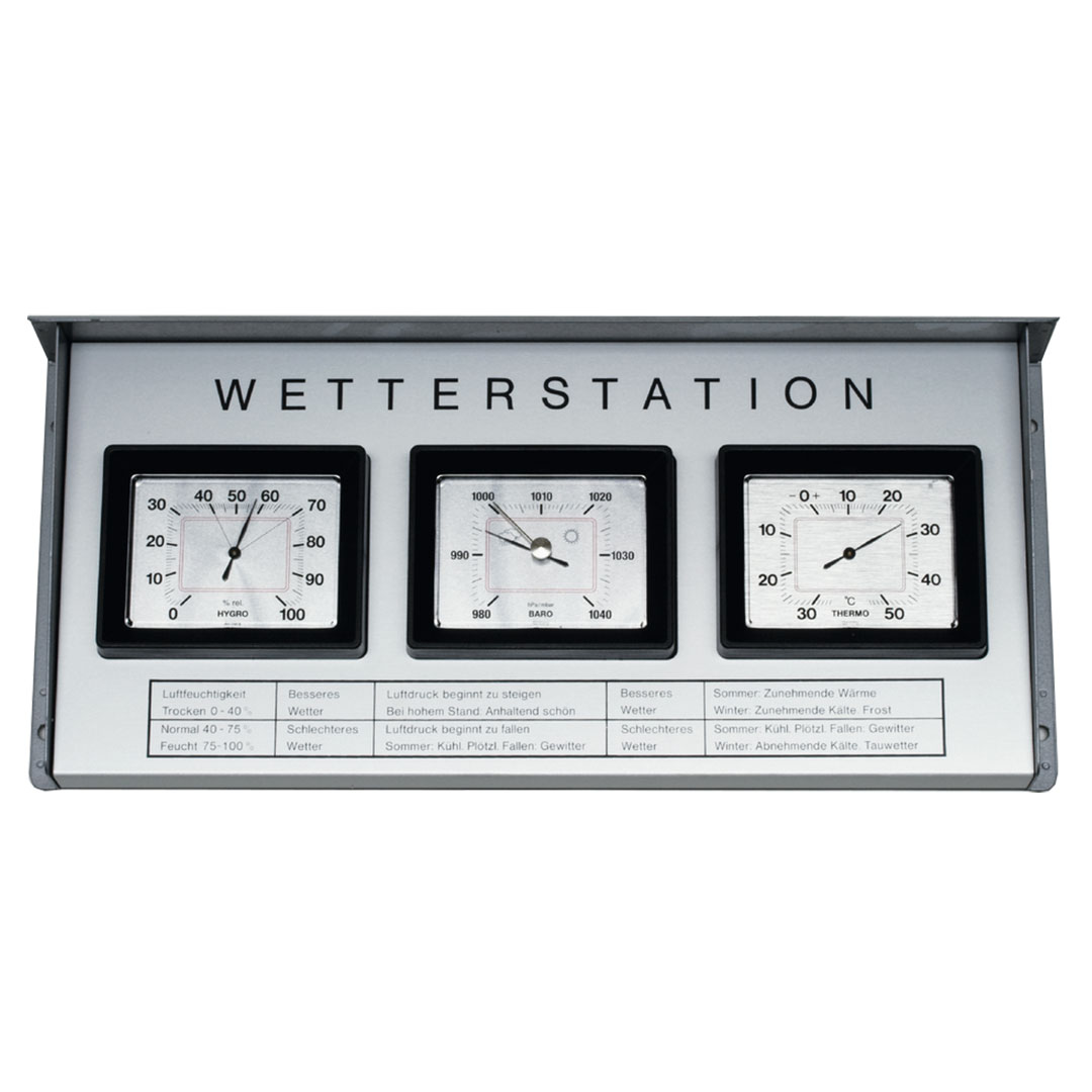 Aussen-Wetterstation auf Stahlblechplatte Aussen-Wetterstation auf Stahlblechplatte