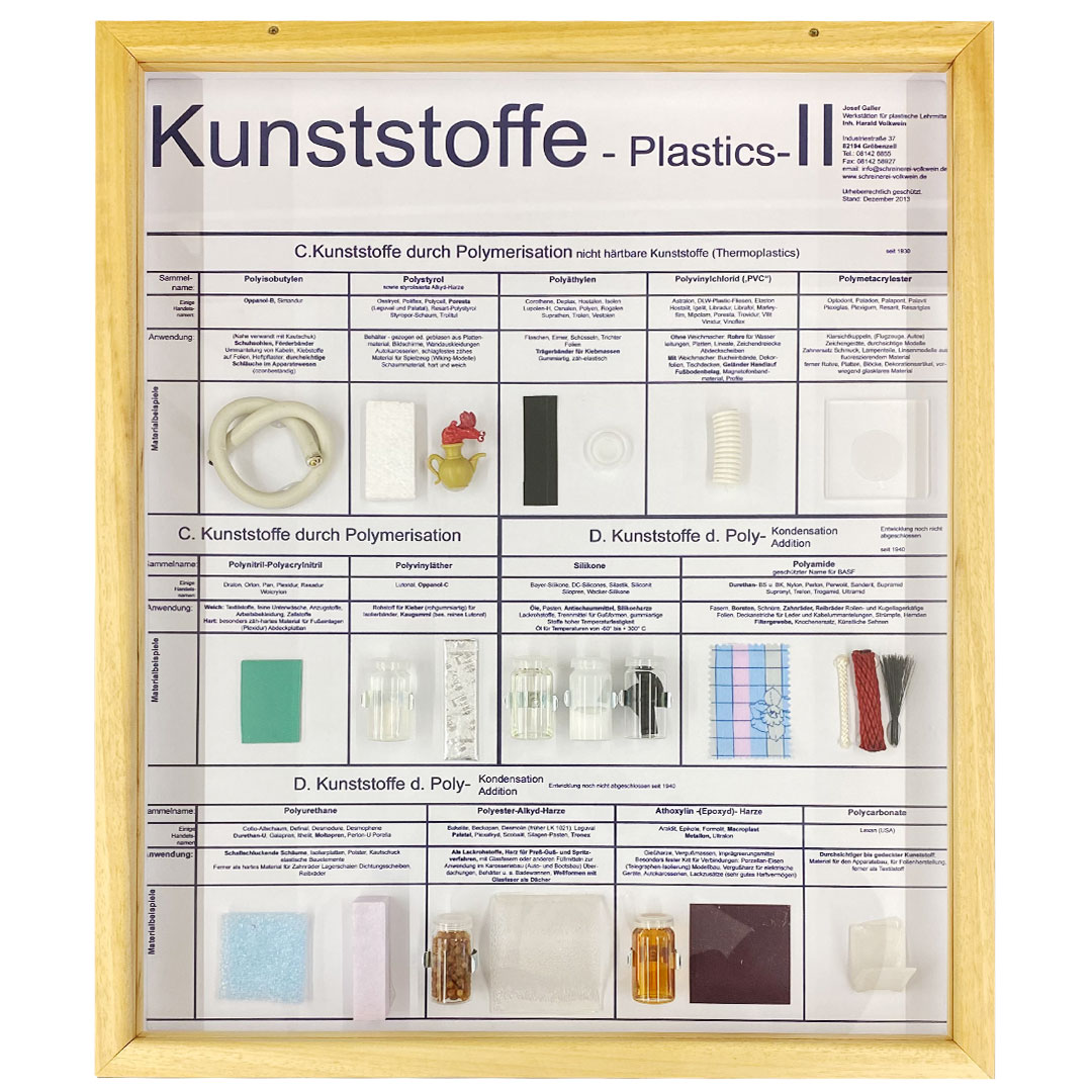 Schaukasten Kunststoffe II, im Holzrahmen 50x60 cm