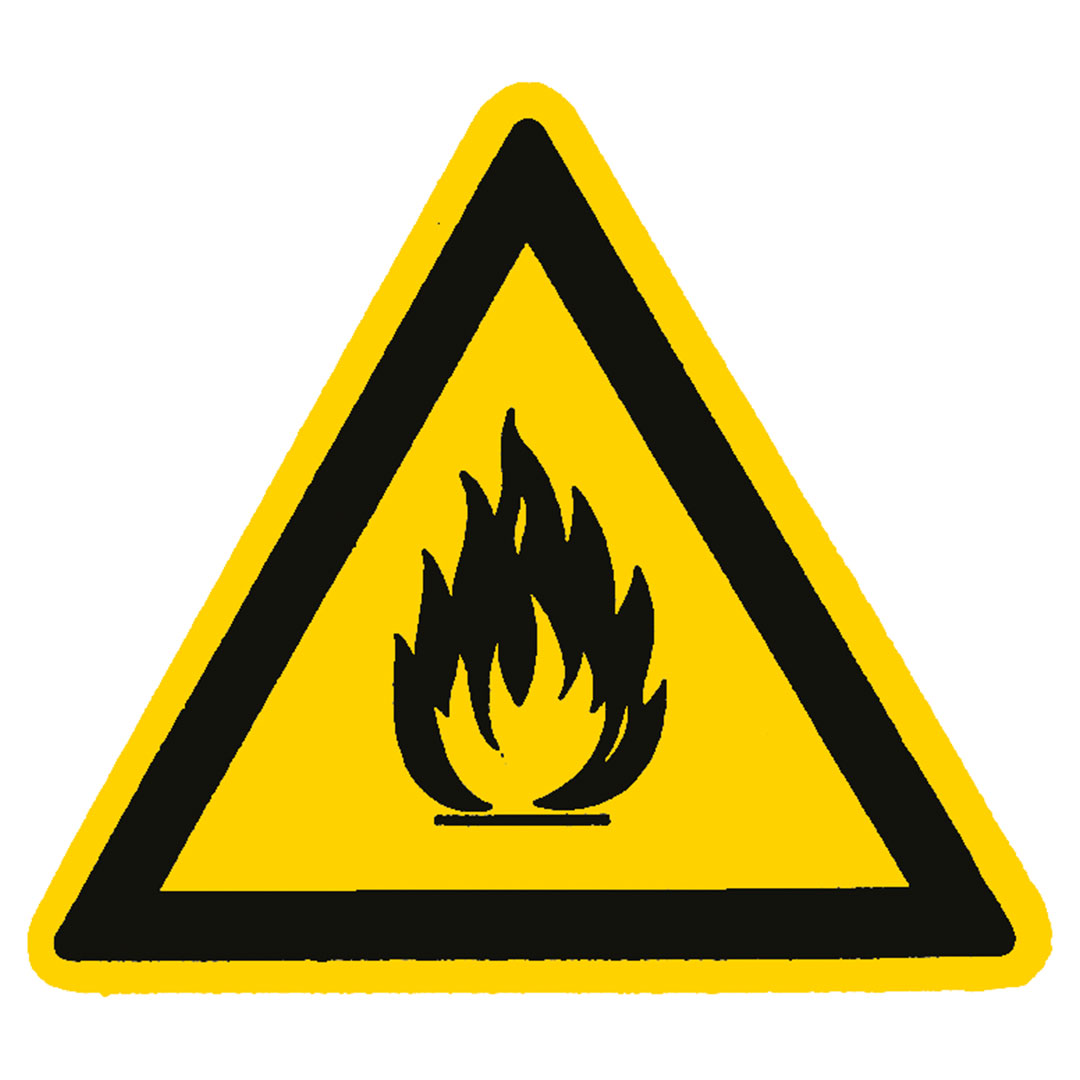 Warnzeichen feuergefährliche Stoffe 200mm Aluminium
