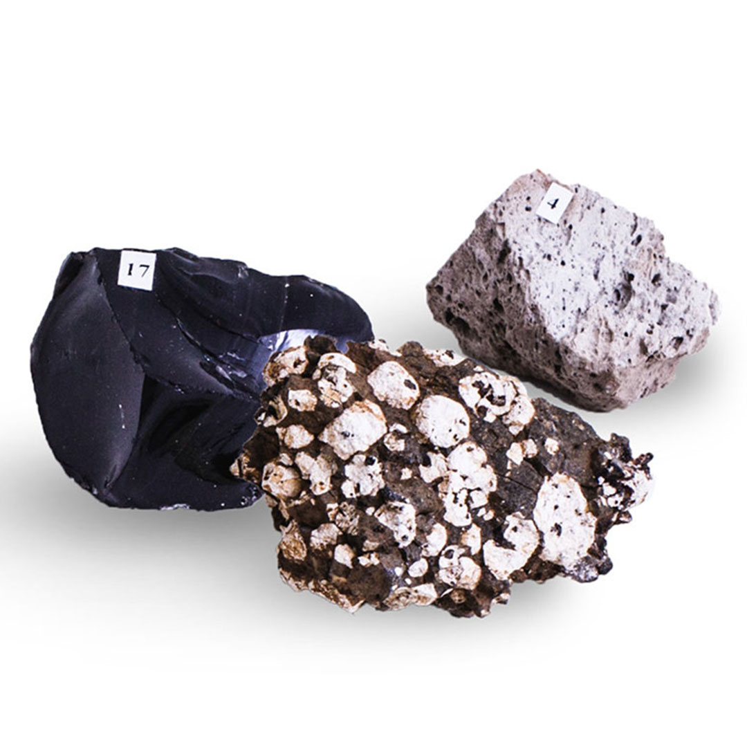 3B SCIENTIFIC Vulkanische Gesteins-/Mineraliensammlung 24 Teile, (U72010), Grösse:33,5x23x6cm