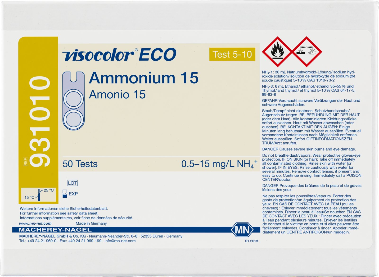 Ammonium 15, 0,5-8,0 mg/l, Visocolor ECO, 50B.