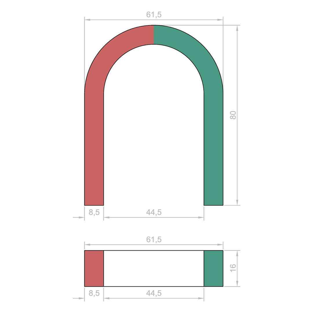 Hufeisenmagnet mittel AlNiCo5, H=80mm, B=60mm