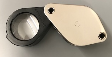 Klapp-Lupe, Metall,  6x, Linse ca. 23mm