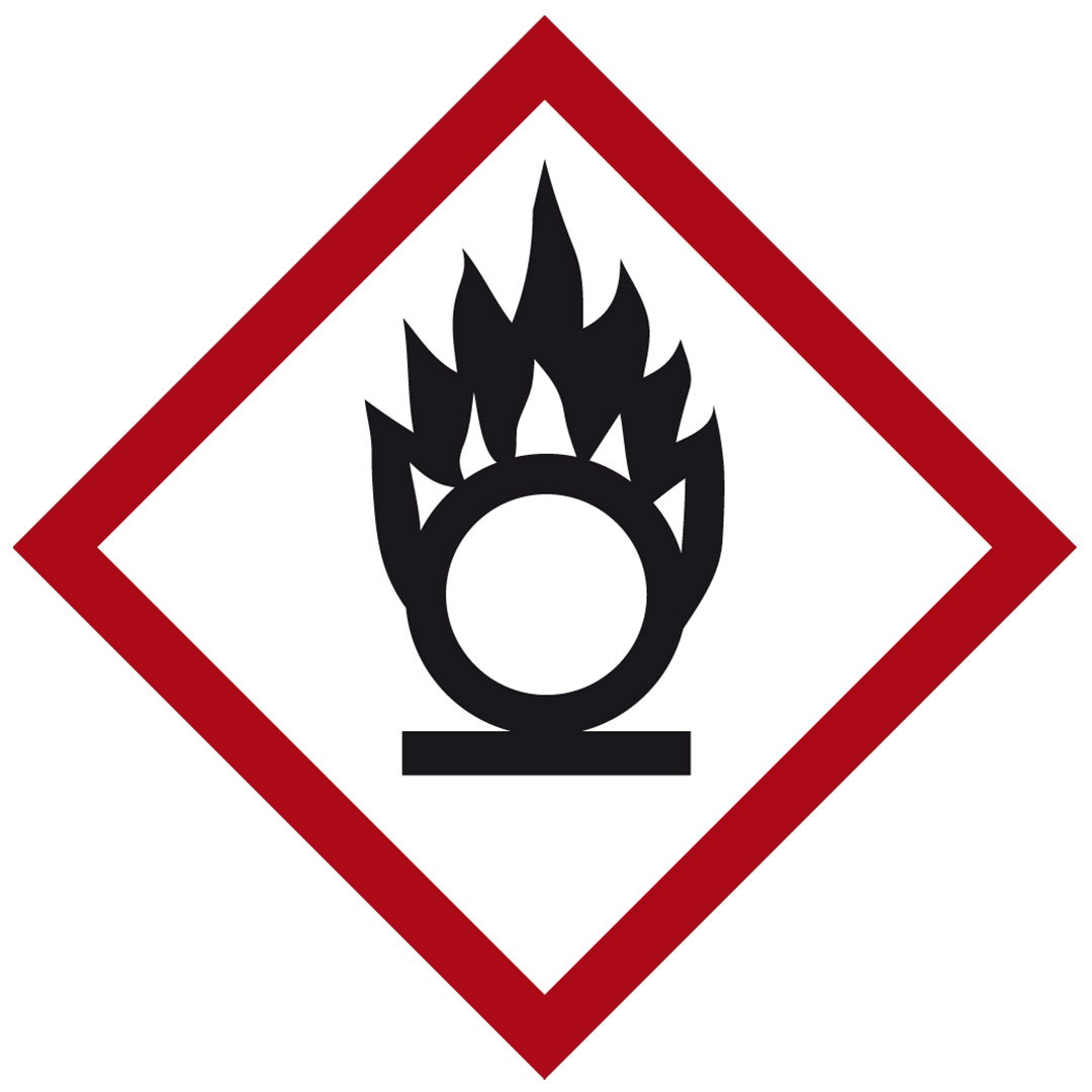 Gefahrensymbol GHS 03 Flamme über Kreis 26x26mm Folie 20 Stk.